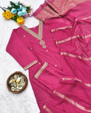 Hot Pink Leheriya Kurta Set