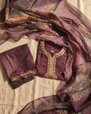 Maroon Zari Woven Kurta Set