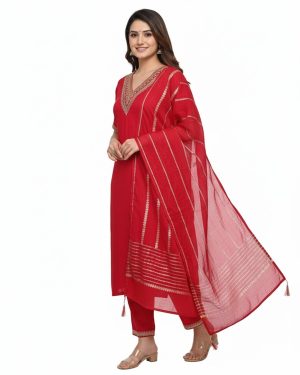 Red Festive Kurta Suit Set