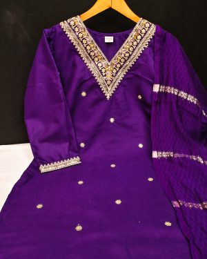 Royal Purple Gota Kurta Suit Set